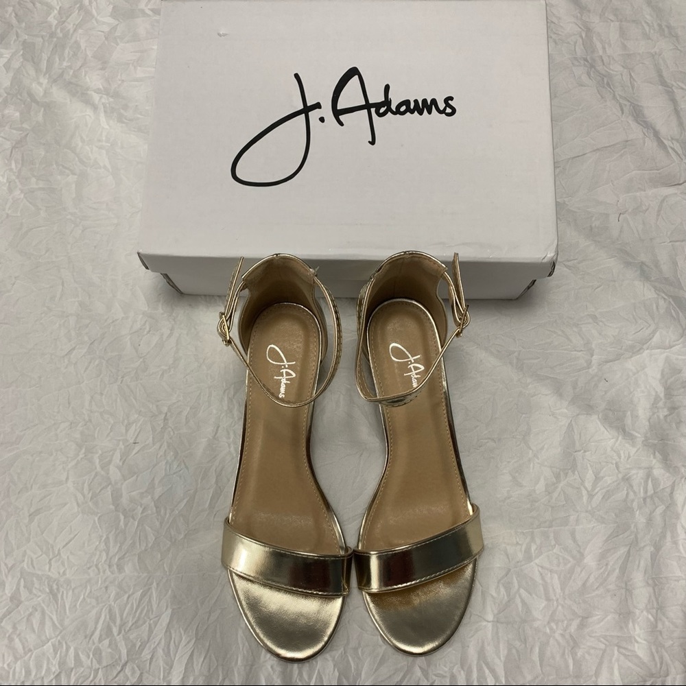 J. Adams gold ankle strap heels